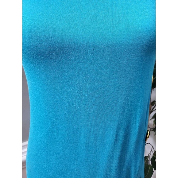Cable & Gauge Petite Blue Gold Button Side Accent Sleeveless Top Blouse Size PM - Picture 3 of 13